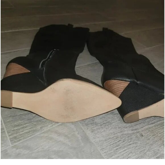 🎉SOLD  Black Knee High Wedge Boot Size 6.5M - Picture 4 of 7
